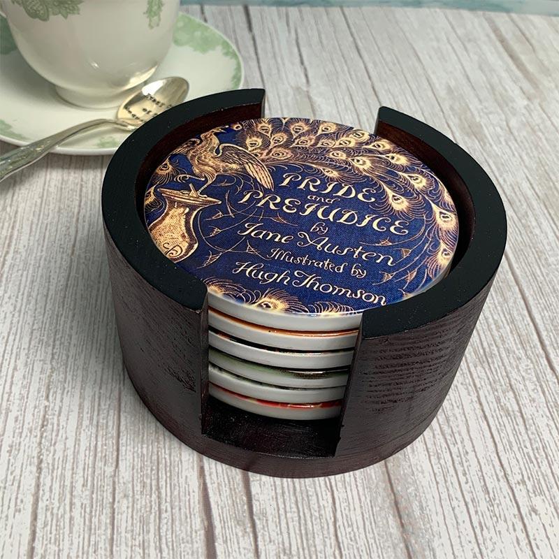 Jane Austen Novels - Vintage Ceramic Coaster Set - JaneAusten.co.uk