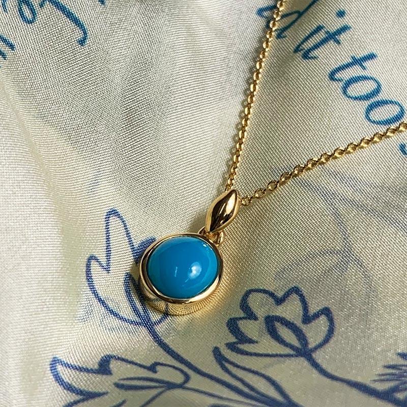 Beautiful Gold and Turquoise Jane Austen Pendant Necklace - JaneAusten.co.uk